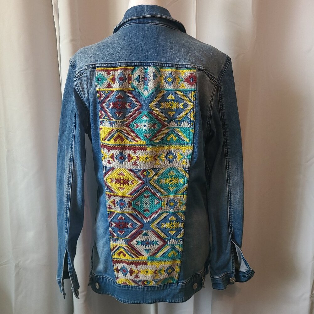 Woman's Lularoe Denim Jacket - Jaxon - Embroidered - M